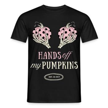 Hands Off My Pumpkins Halloween Kürbis Geschenk - Männer T-Shirt - Schwarz - Vorne - AI Model Male 178 light (178cm)