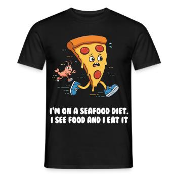 Seafood Diet Wortwitz mit Pizza und Garnele - Männer T-Shirt - Schwarz - Vorne - AI Model Male 178 light (178cm)