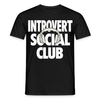 Introvert Social Club mit Kopfhörern - Männer T-Shirt - Schwarz - Vorne - AI Model Male 178 light (178cm)