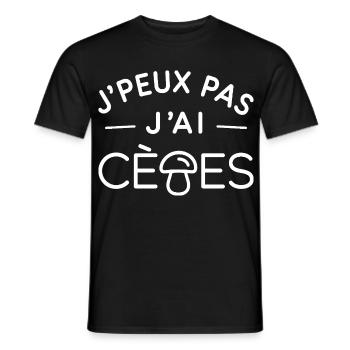 Cèpes Humour Cadeau Passionné de Champignons - T-shirt homme - noir - Devant - AI Model Male 178 light (178cm)