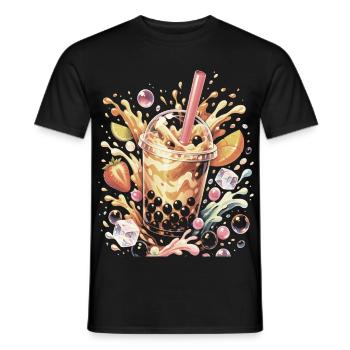 Bubble Tea Perles Tapioca Splash Art - T-shirt homme - noir - Devant - AI Model Male 178 light (178cm)