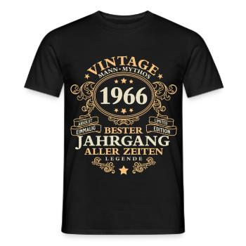 Vintage 1966 Jahrgang Mann 60. Geburtstag - Männer T-Shirt - Schwarz - Vorne - AI Model Male 178 light (178cm)