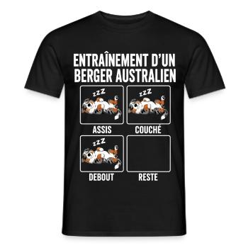 Chien Entraînement Berger Australien - T-shirt homme - noir - Devant - AI Model Male 178 light (178cm)