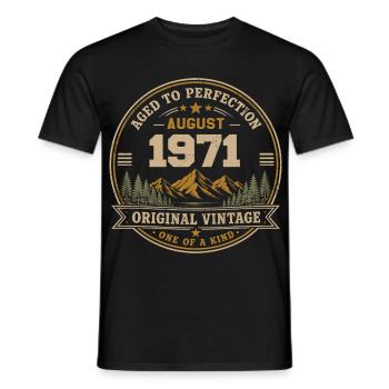 August 1971 Original-Geburtstag Vintage Mountain - Männer T-Shirt - Schwarz - Vorne - AI Model Male 178 light (178cm)