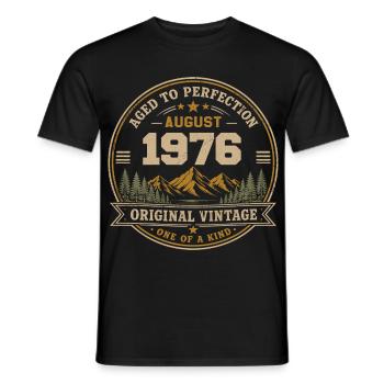 August 1976 Originalgeburtstag Vintage Mountain - Männer T-Shirt - Schwarz - Vorne - AI Model Male 178 light (178cm)