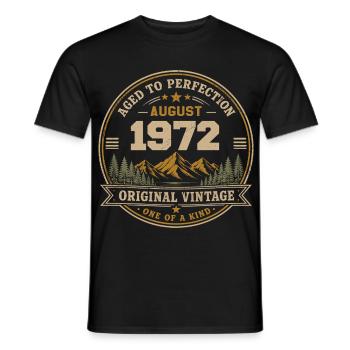 August 1972 Original Birthday Vintage Mountain - Männer T-Shirt - Schwarz - Vorne - AI Model Male 178 light (178cm)