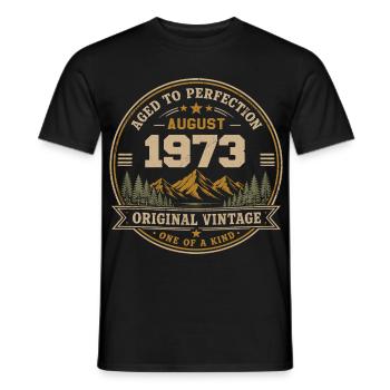 August 1973 Original Birthday Vintage Mountain - Men's T-Shirt - black - Front - AI Model Male 178 light (178cm)