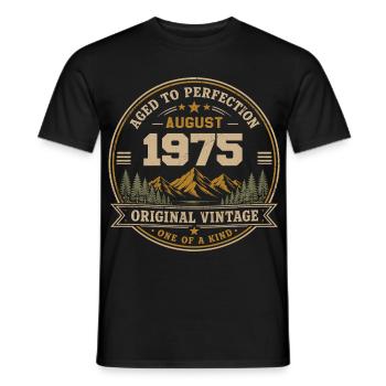 August 1975 Original Geburtstag Vintage Mountain - Männer T-Shirt - Schwarz - Vorne - AI Model Male 178 light (178cm)