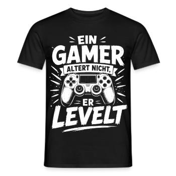 Ein Gamer altert nicht, er levelt - Männer T-Shirt - Schwarz - Vorne - AI Model Male 178 light (178cm)
