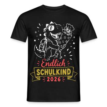 Endlich Schulkind 2026 Dino - Männer T-Shirt - Schwarz - Vorne - AI Model Male 178 light (178cm)