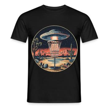 Disc Golf Starter UFO Korb Retro Vintage Wüste Ste - Männer T-Shirt - Schwarz - Vorne - AI Model Male 178 light (178cm)