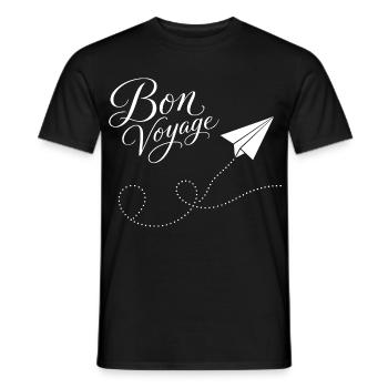 Bon Voyage Papierzug Flugzeug Motiv - Männer T-Shirt - Schwarz - Vorne - AI Model Male 178 light (178cm)
