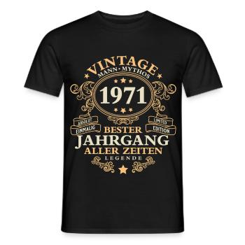 Vintage 1971 Jahrgang Mann 55. Geburtstag - Männer T-Shirt - Schwarz - Vorne - AI Model Male 178 light (178cm)