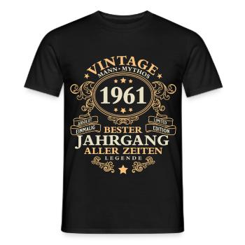 Vintage 1961 Jahrgang Mann 65. Geburtstag - Männer T-Shirt - Schwarz - Vorne - AI Model Male 178 light (178cm)