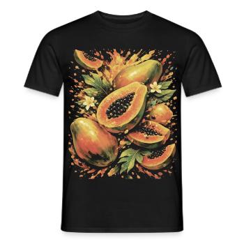 Papaya Tropic exotische Fruchtspritzkunst - Männer T-Shirt - Schwarz - Vorne - AI Model Male 178 light (178cm)