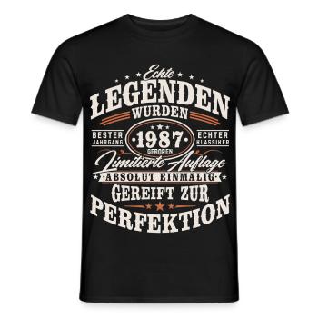 1987 Jahrgang Vintage Geburtstag Geschenk Retro - Männer T-Shirt - Schwarz - Vorne - AI Model Male 178 light (178cm)