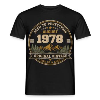 August 1978 Original Birthday Vintage Mountain - Männer T-Shirt - Schwarz - Vorne - AI Model Male 178 light (178cm)