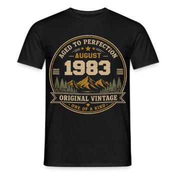 August 1983 Original Geburtstag Vintage Mountain - Männer T-Shirt - Schwarz - Vorne - AI Model Male 178 light (178cm)