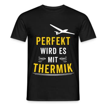 Perfekt wird es mit Thermik Segelflug Gleitflug - Männer T-Shirt - Schwarz - Vorne - AI Model Male 178 light (178cm)