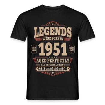 Cadeau pour 75 ans Mari 1951 Vintage Rétro - T-shirt homme - noir - Devant - AI Model Male 178 light (178cm)