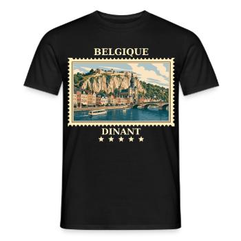 Belgien Dinant Vintage Reisemarke - Männer T-Shirt - Schwarz - Vorne - AI Model Male 178 light (178cm)