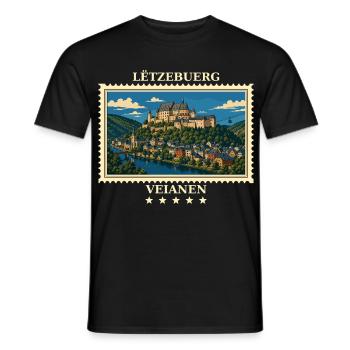 Luxemburg Vianden Vintage Reisemarke - Männer T-Shirt - Schwarz - Vorne - AI Model Male 178 light (178cm)