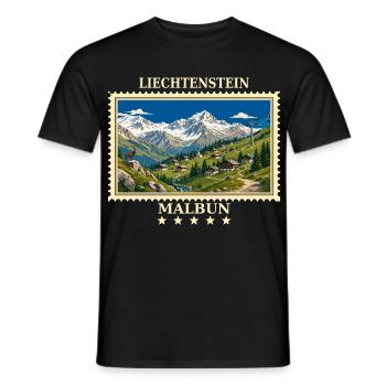 Liechtenstein Malbun Vintage Reisemarke - Männer T-Shirt - Schwarz - Vorne - AI Model Male 178 light (178cm)