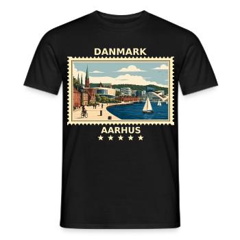Dänemark Aarhus Vintage Reisemarke - Männer T-Shirt - Schwarz - Vorne - AI Model Male 178 light (178cm)