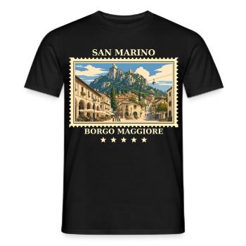 San Marino Borgo Maggiore Vintage Reisemarke - Männer T-Shirt - Schwarz - Vorne - AI Model Male 178 light (178cm)