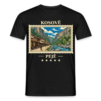 Kosovo Peja Vintage Reisemarke - Männer T-Shirt - Schwarz - Vorne - AI Model Male 178 light (178cm)
