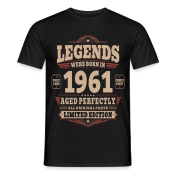 65th Birthday Gift Husband 1961 Vintage Retro - Men's T-Shirt - black - Front - AI Model Male 178 light (178cm)