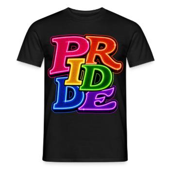 Pride LGBTQ Neon Schrift Bunter Regenbogen CSD - Männer T-Shirt - Schwarz - Vorne - AI Model Male 178 light (178cm)