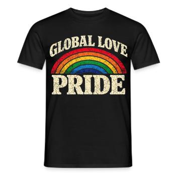 Global Love Pride Regenbogen Vintage T-Shirt  - Männer T-Shirt - Schwarz - Vorne - AI Model Male 178 light (178cm)