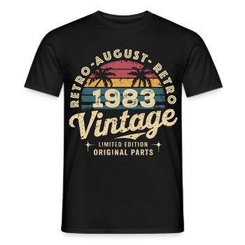 Vintage August 1983 Geburtstag August 1983 Berg - Männer T-Shirt - Schwarz - Vorne - AI Model Male 178 light (178cm)