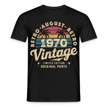 Vintage August 1970 Geburtstag August 1970 Berg - Männer T-Shirt - Schwarz - Vorne - AI Model Male 178 light (178cm)