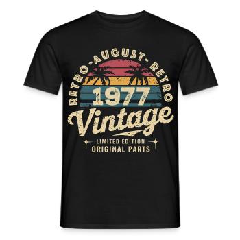 Vintage August 1977 Geburtstag August 1977 Berg - Männer T-Shirt - Schwarz - Vorne - AI Model Male 178 light (178cm)