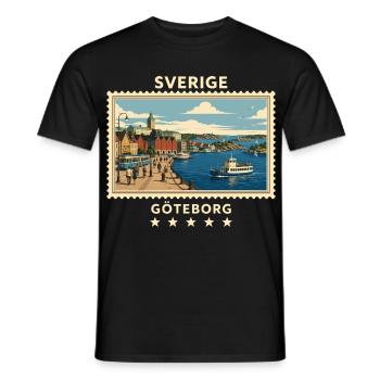 Schweden Göteborg Vintage Reisemarke - Männer T-Shirt - Schwarz - Vorne - AI Model Male 178 light (178cm)