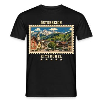 Österreich Kitzbühel Vintage Reisemarke - Männer T-Shirt - Schwarz - Vorne - AI Model Male 178 light (178cm)