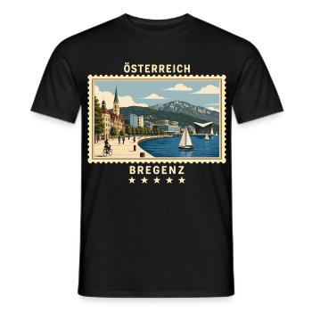 Österreich Bregenz Vintage Reisemarke - Männer T-Shirt - Schwarz - Vorne - AI Model Male 178 light (178cm)