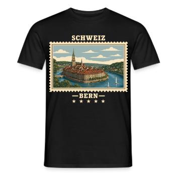 Schweiz Bern Vintage Reisemarke - Männer T-Shirt - Schwarz - Vorne - AI Model Male 178 light (178cm)