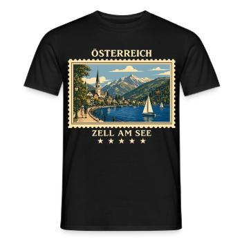 Österreich Zell am See Vintage Reisemarke - Männer T-Shirt - Schwarz - Vorne - AI Model Male 178 light (178cm)