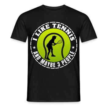 J’AIME LE TENNIS ET PEUT-ÊTRE TROIS PERSONNES - T-shirt homme - noir - Devant - AI Model Male 178 light (178cm)