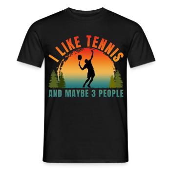 J’AIME LE TENNIS ET PEUT-ÊTRE TROIS PERSONNES - T-shirt homme - noir - Devant - AI Model Male 178 light (178cm)