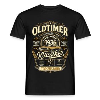 90. Geburtstag Geschenk Mann Vintage Oldtimer 1936 - Männer T-Shirt - Schwarz - Vorne - AI Model Male 178 light (178cm)