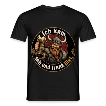 Wikinger Bier Spruch - Männer T-Shirt - Schwarz - Vorne - AI Model Male 178 light (178cm)