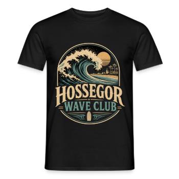 Hossegor Wave Club Surf - Men's T-Shirt - black - Front - AI Model Male 178 light (178cm)