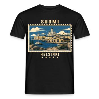Finnland Helsinki Vintage Reisemarke - Männer T-Shirt - Schwarz - Vorne - AI Model Male 178 light (178cm)