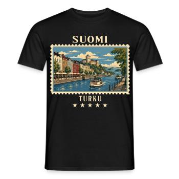 Finnland Turku Vintage Reisemarke - Männer T-Shirt - Schwarz - Vorne - AI Model Male 178 light (178cm)