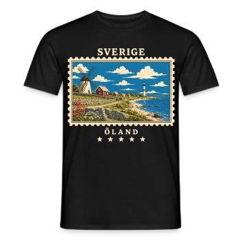 Schweden Öland Vintage Reisemarke - Männer T-Shirt - Schwarz - Vorne - AI Model Male 178 light (178cm)