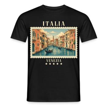 Italien Venedig Vintage Reisemarke - Männer T-Shirt - Schwarz - Vorne - AI Model Male 178 light (178cm)
